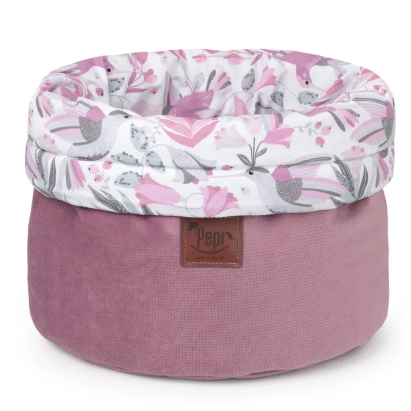 Koszyk Pojemnik z Materiału na Akcesoria dla Niemowlaka Hummingbird z velvetem old rosa