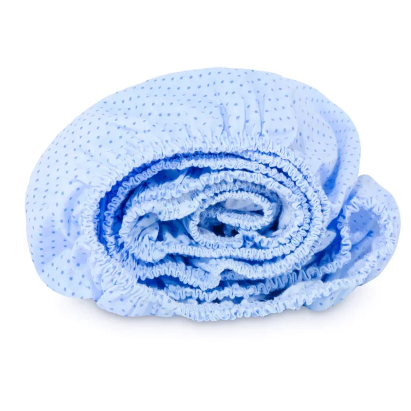 Bawełniane prześcieradło z gumką do łóżeczka 60x120 dots blue