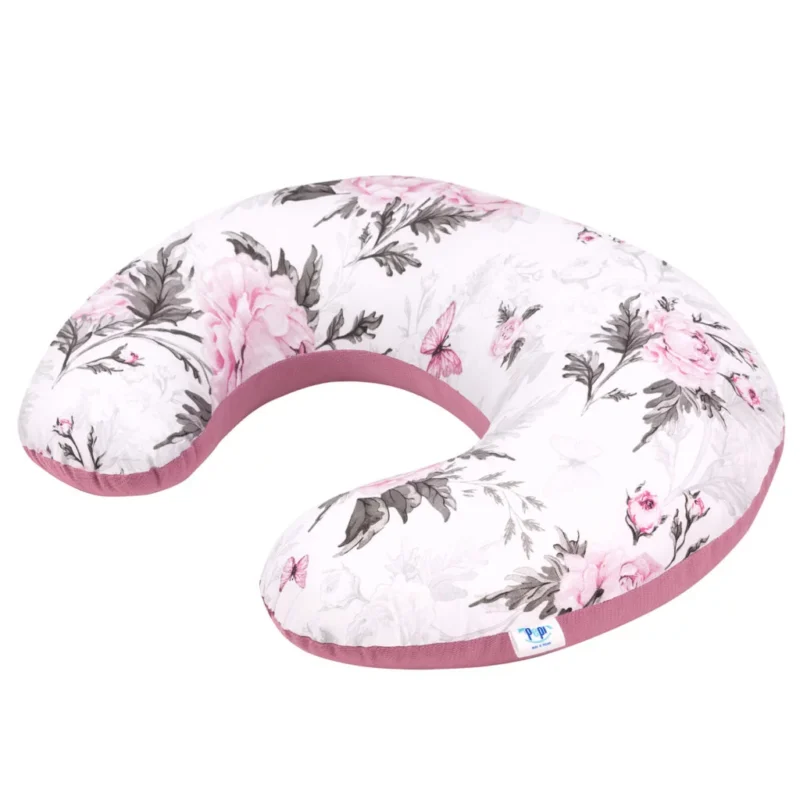 Poduszka do karmienia ROGAL Pink Flowers z velvetem old rosa