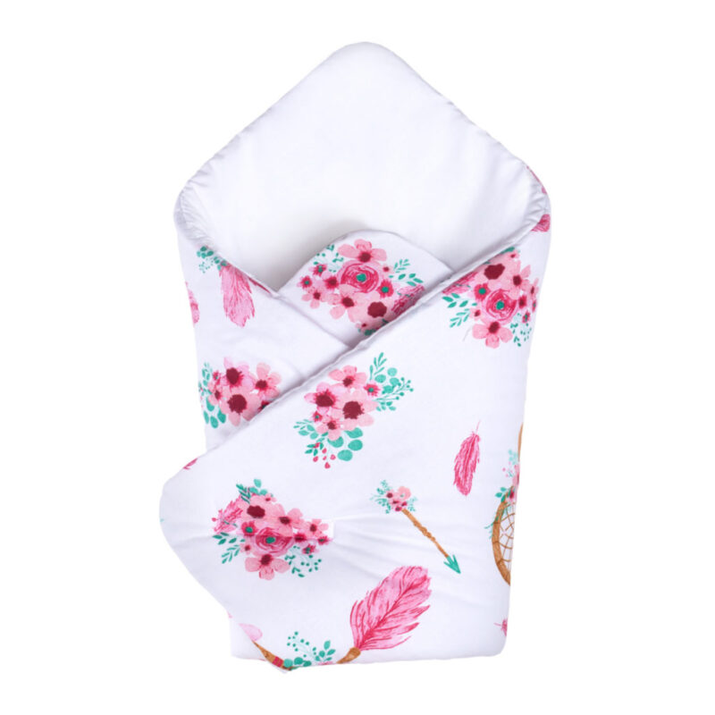 Bawełniany rożek niemowlęcy zapinany na rzep pink dream catcher