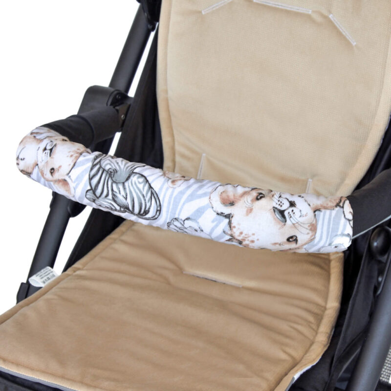 Ochraniacz na pałąk do wózka spacerowego Safari z velvetem cappucino