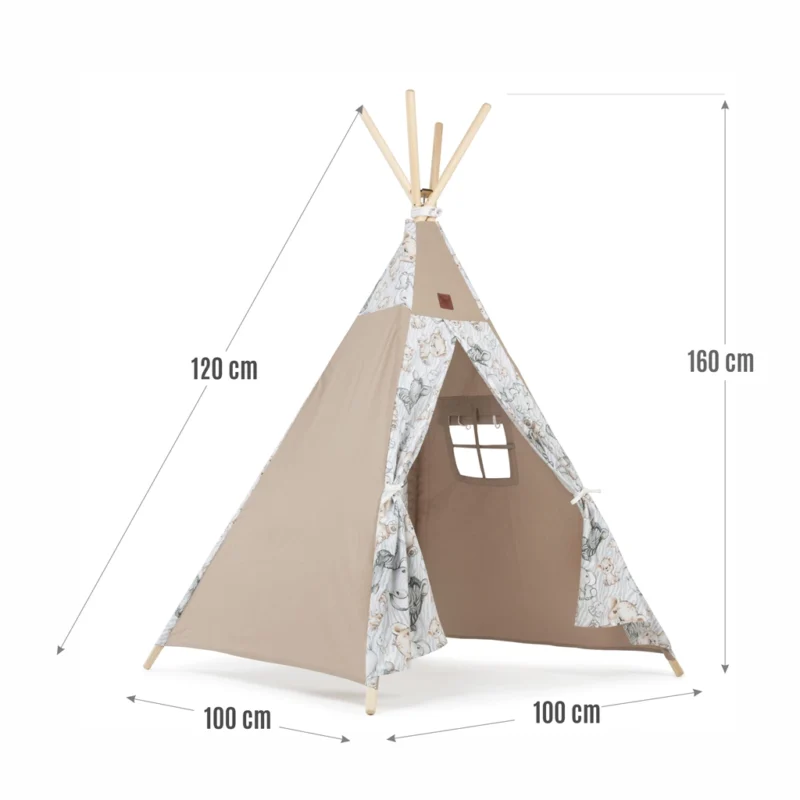 Namiot TIPI dla dzieci Wigwam z okienkiem Safari - zestaw z matą + GRATIS stabilizator - obrazek 2
