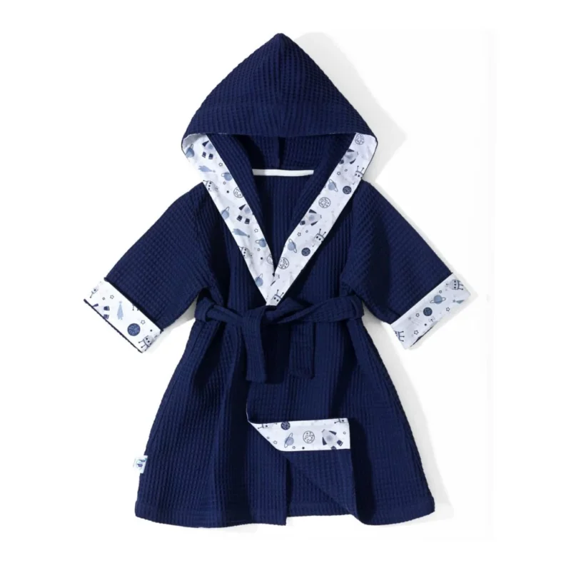 Szlafrok kąpielowy z kapturkiem dla dziecka Magic Space midnight blue