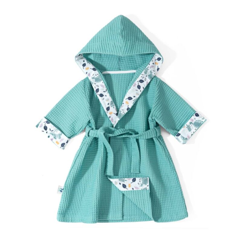 Szlafrok kąpielowy z kapturkiem dla dziecka Forest Friends sea mint