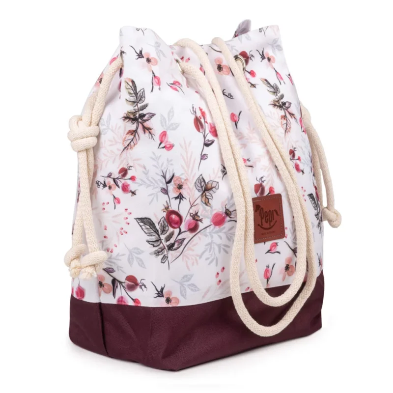 Torebka worek - Secret Garden Burgund - obrazek 2
