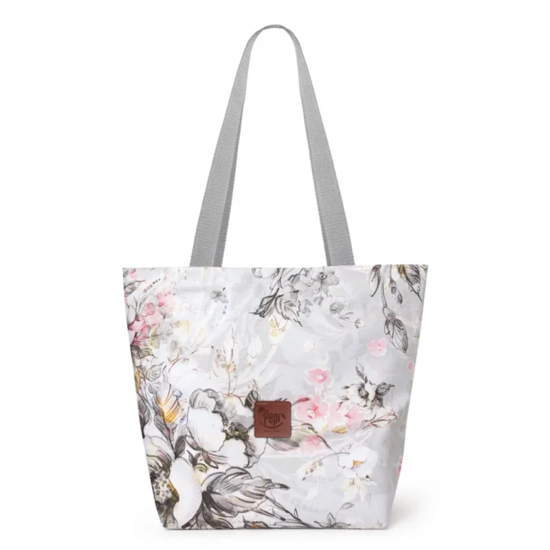 Torba miejska A4 Kwiaty Jabłoni Grey - obrazek 3