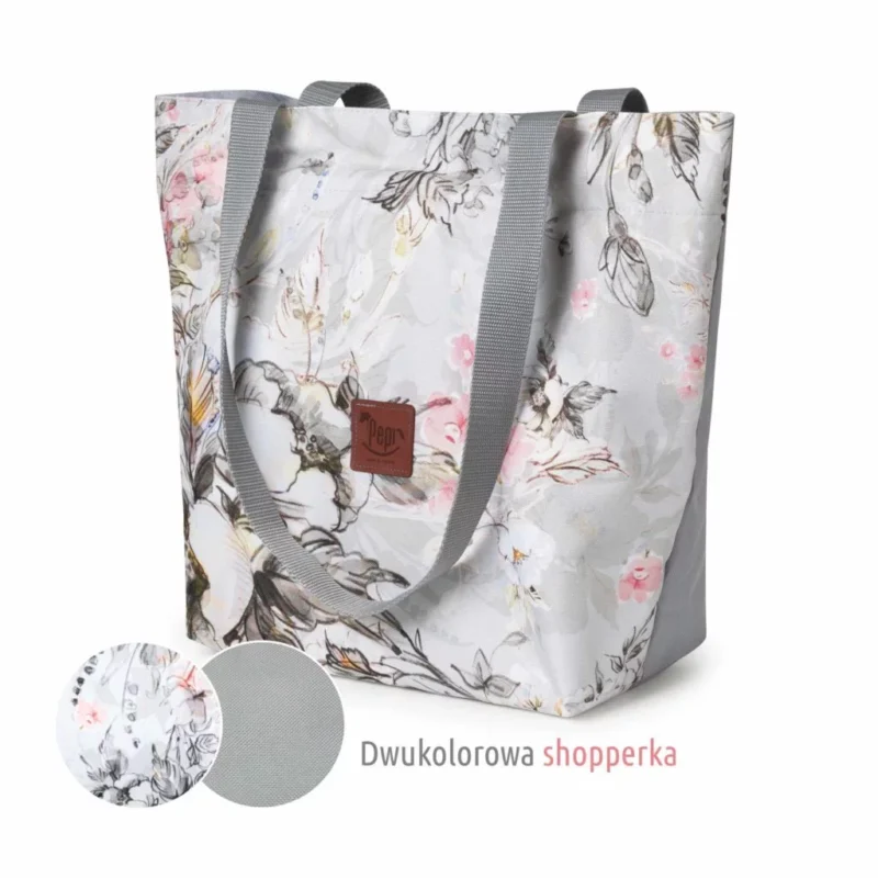 Torba miejska A4 Kwiaty Jabłoni Grey - obrazek 2