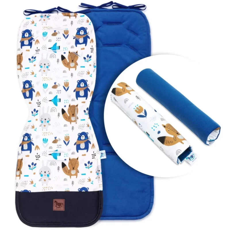 Wkładka do wózka z ochraniaczami na pasy Blue Bear z velvetem