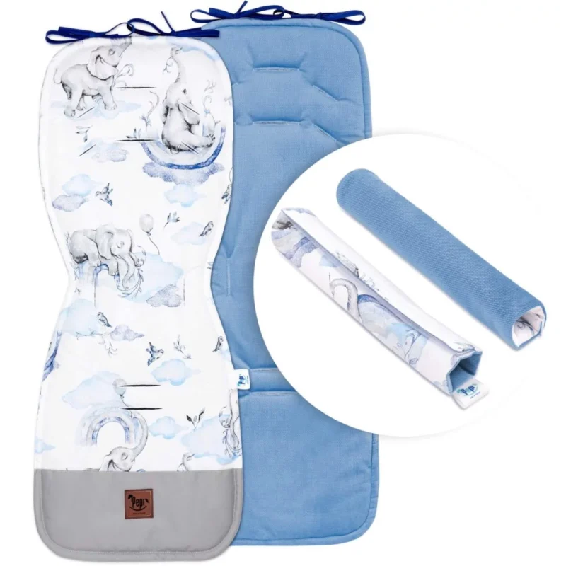 Wkładka do wózka z ochraniaczami na pasy Eledreams Blue z velvetem