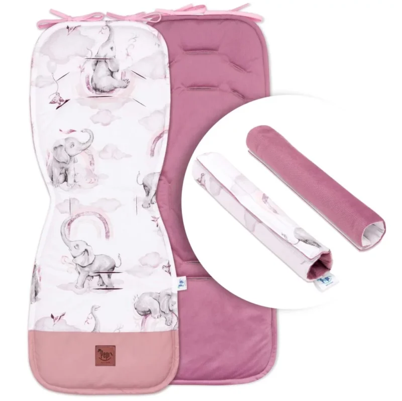 Wkładka do wózka z ochraniaczami na pasy Eledreams Pink z velvetem