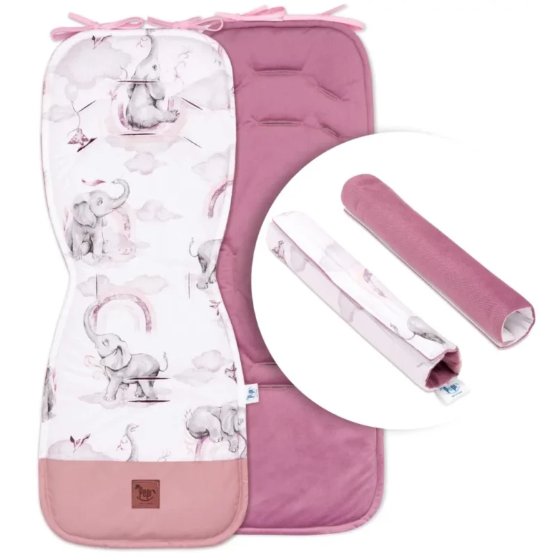Wkładka do wózka z ochraniaczami na pasy Eledreams Pink z velvetem