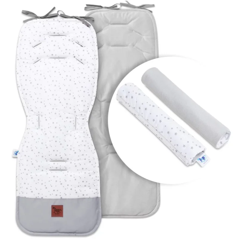 Wkładka do wózka z ochraniaczami na pasy Grey Galaxy z velvetem