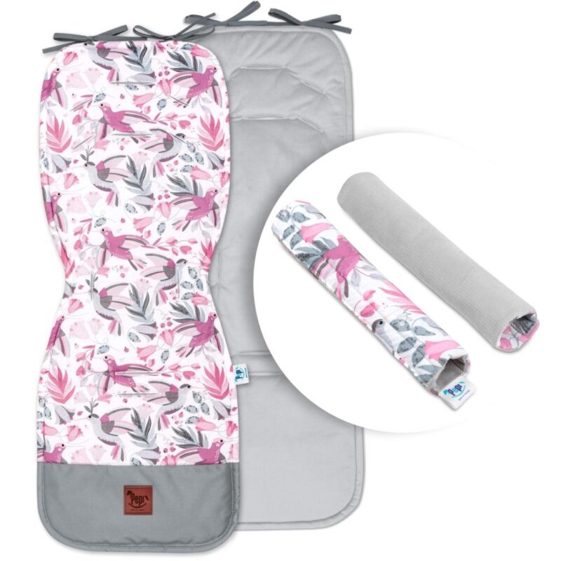 Wkładka do wózka z ochraniaczami na pasy Hummingbird z velvetem grey