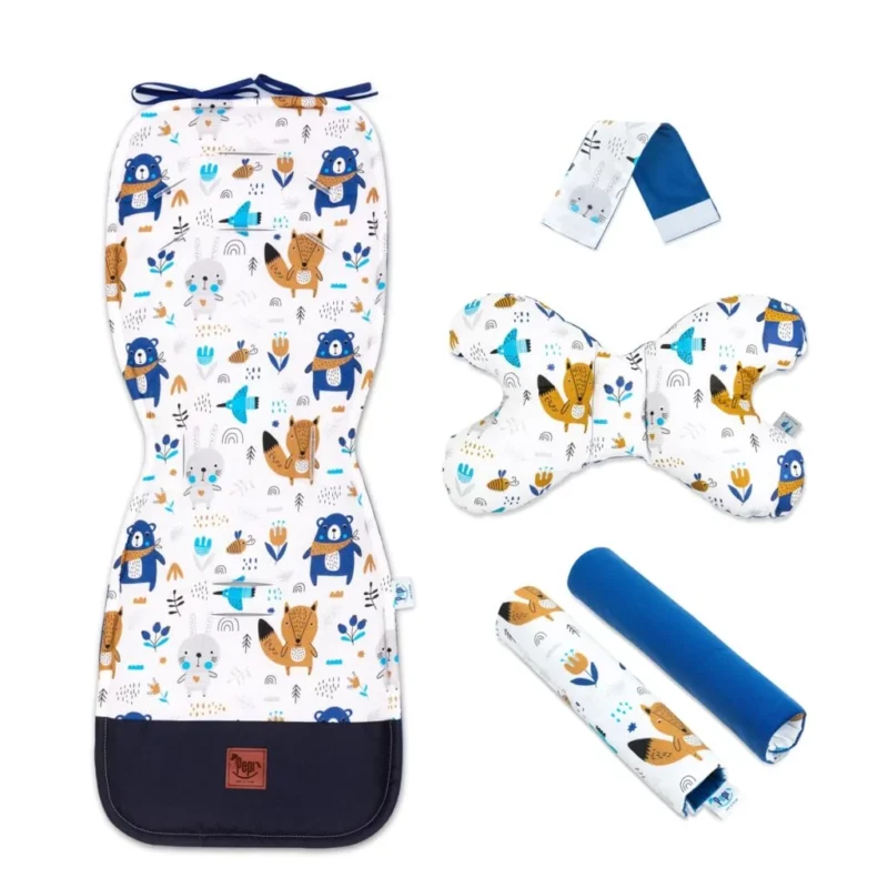 Zestaw 5-elementowy z wkładką do wózka Blue Bear z velvetem