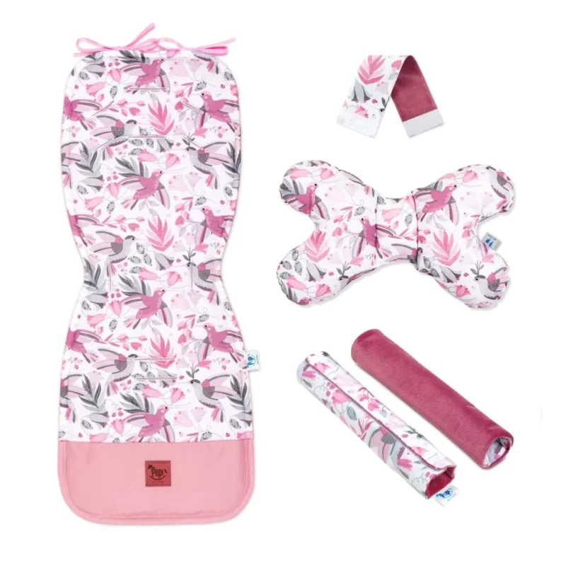 Zestaw 5-elementowy z wkładką do wózka Hummingbird z velvetem old rosa