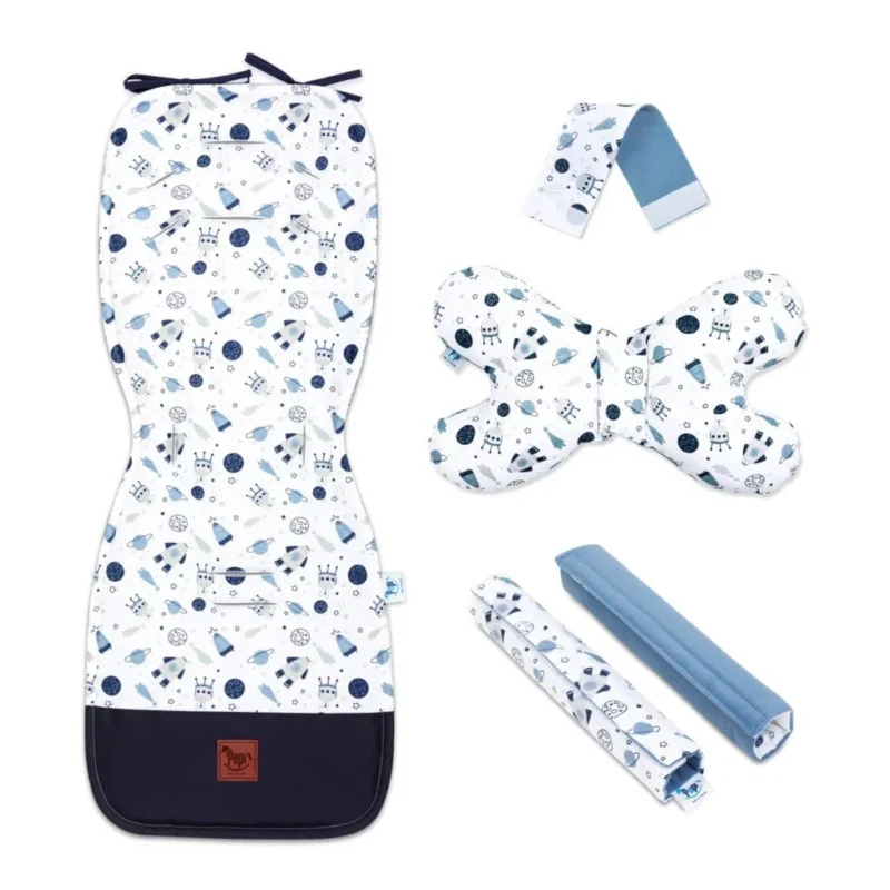 Zestaw 5-elementowy z wkładką do wózka Magic Space z velvetem jeans