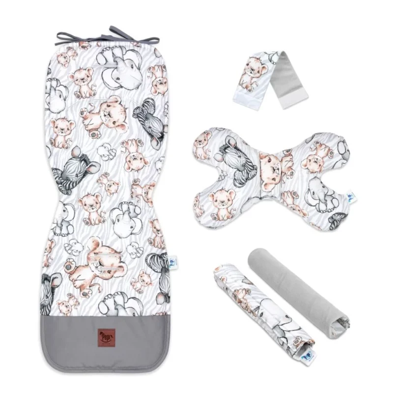 Zestaw 5-elementowy z wkładką do wózka Safari z velvetem grey