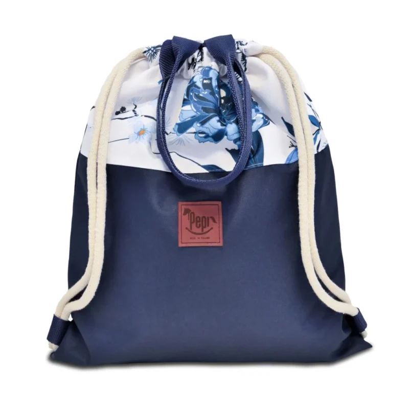 Wodoodporny worko-plecak 2w1 - Blue Flowers
