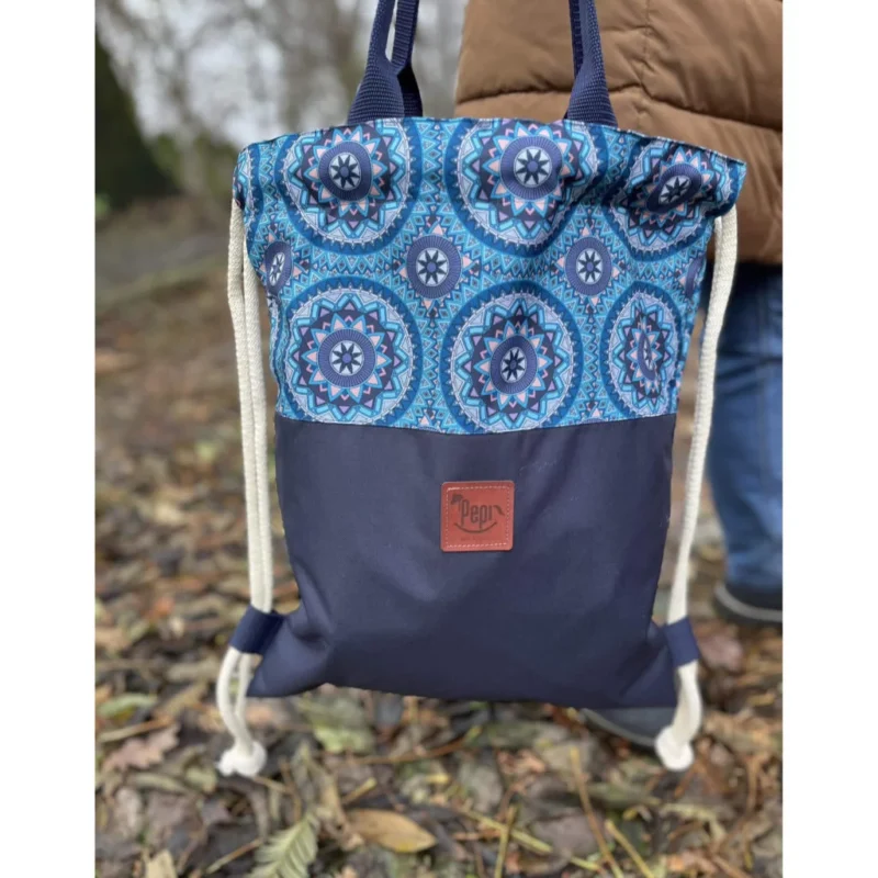 Wodoodporny worko-plecak 2w1 - Mandal Blue - obrazek 4