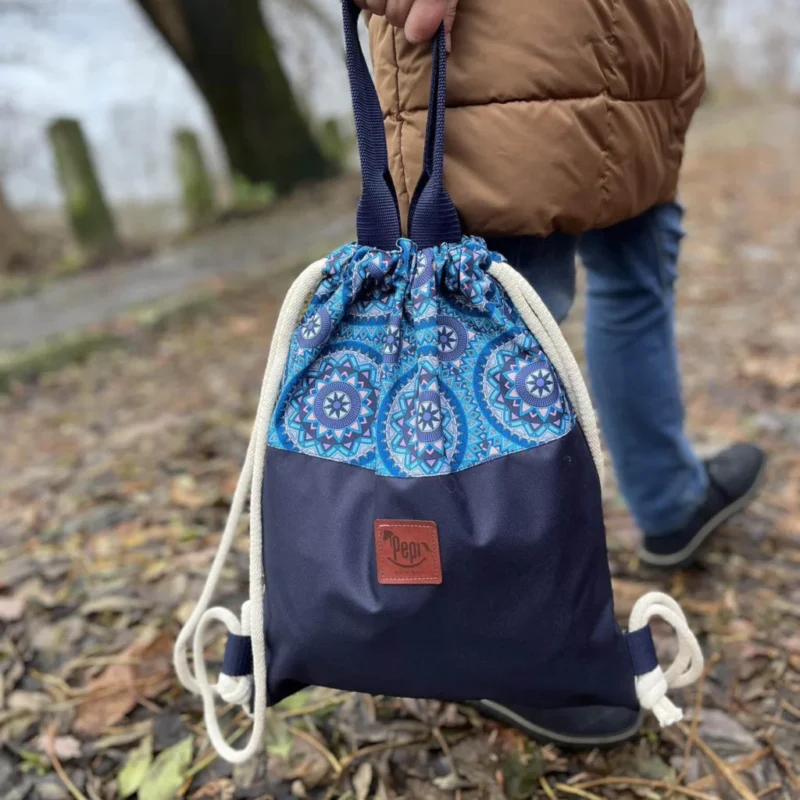 Wodoodporny worko-plecak 2w1 - Mandal Blue - obrazek 3