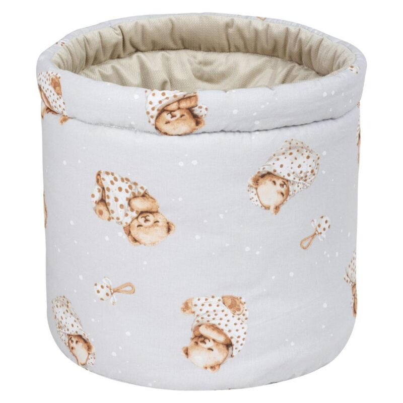 Koszyk na akcesoria dla niemowlaka - Sleeping Teddy Bear cappucino - bawełna/velvet - obrazek 2