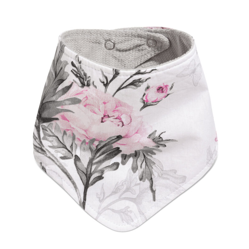 Apaszka dwustronna Pink Flowers z velvetem grey