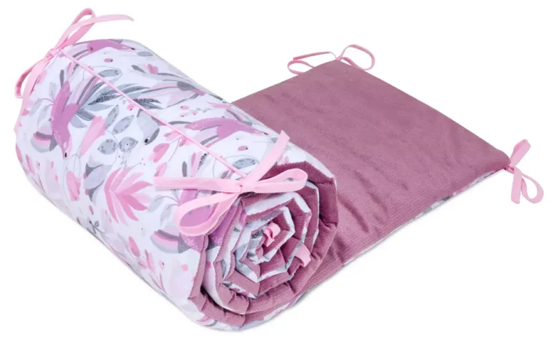 Ochraniacz do łóżeczka Hummingbird z velvetem old rosa - obrazek 2