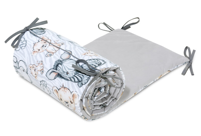Ochraniacz do łóżeczka Safari z velvetem grey - obrazek 2
