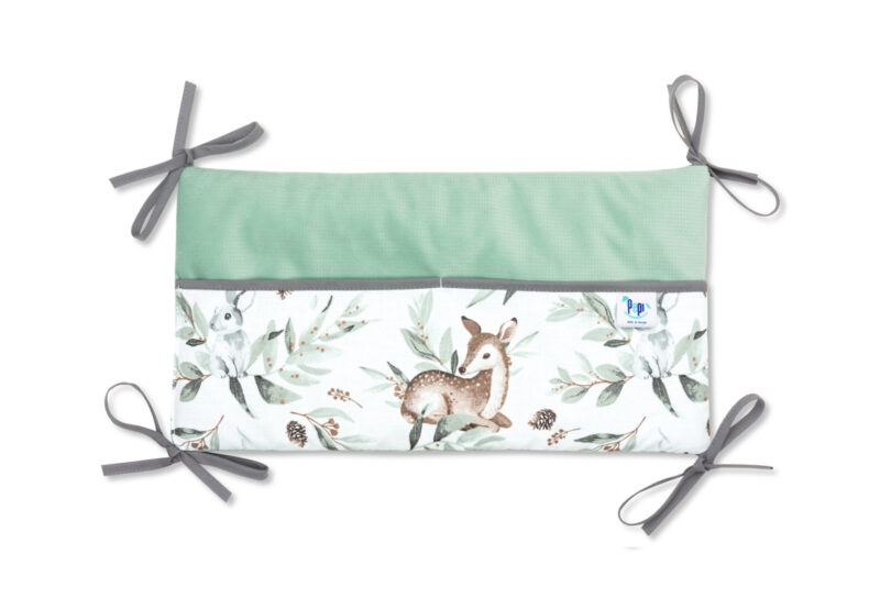 Bawełniany organizer do łóżeczka 42×22 Green Groove z velvetem