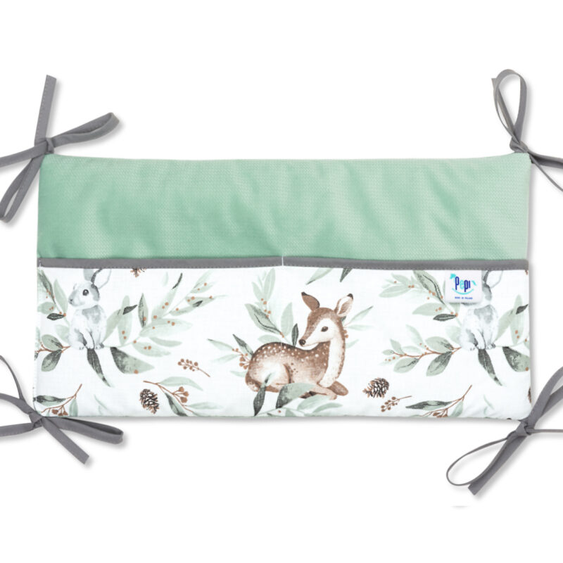 Bawełniany organizer do łóżeczka 42×22 Green Groove z velvetem