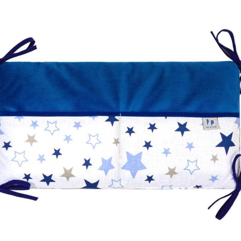 Bawełniany organizer do łóżeczka 42×22 Milky Way velvet blue