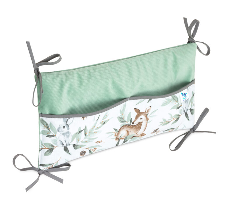 Bawełniany organizer do łóżeczka 42×22 Green Groove z velvetem - obrazek 2