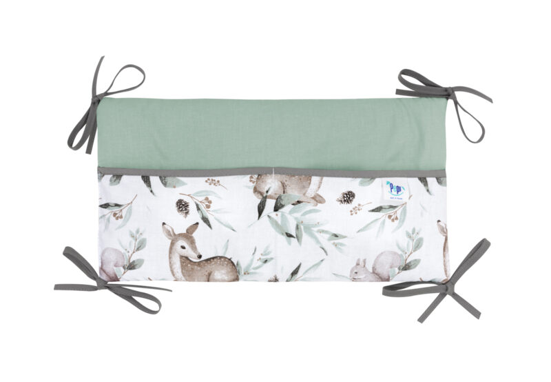 Bawełniany organizer do łóżeczka 42×22 Green Groove Sage