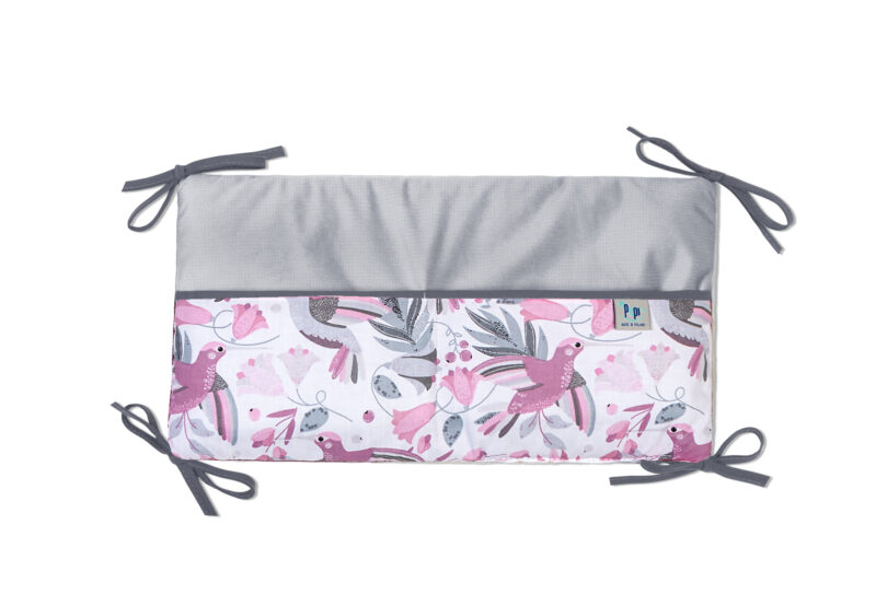 Bawełniany organizer do łóżeczka 42×22 Hummingbird velvet grey