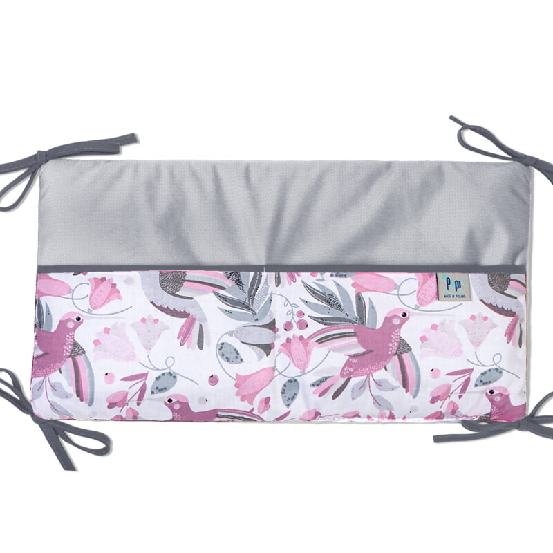 Bawełniany organizer do łóżeczka 42×22 Hummingbird velvet grey