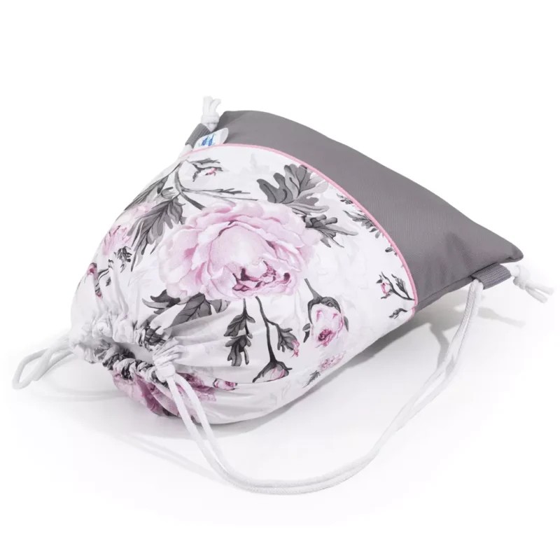 Workoplecak do przedszkola - Pink Flowers - grey - obrazek 2