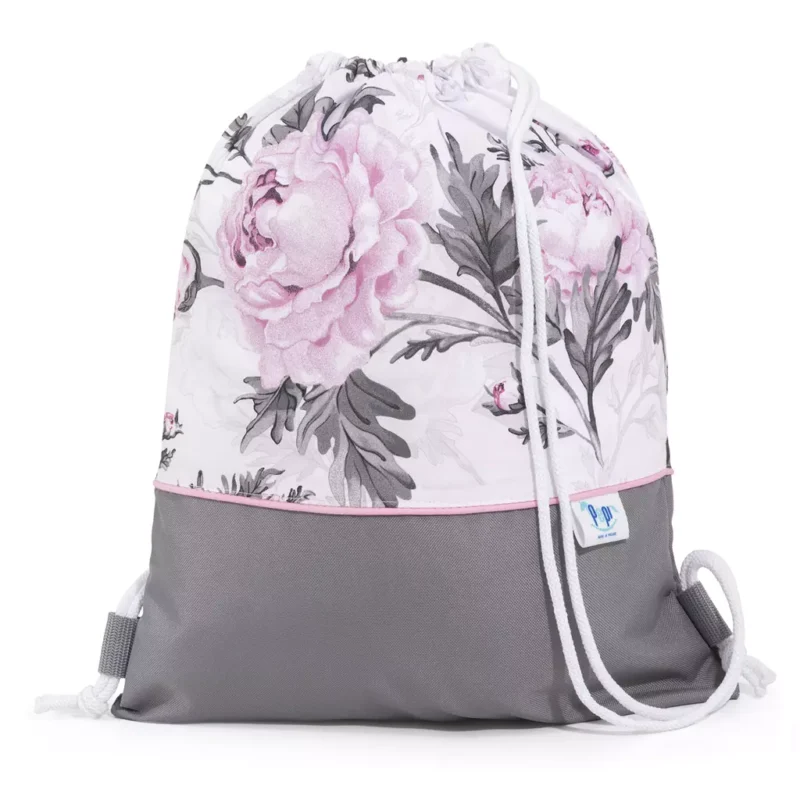 Workoplecak do przedszkola - Pink Flowers - grey