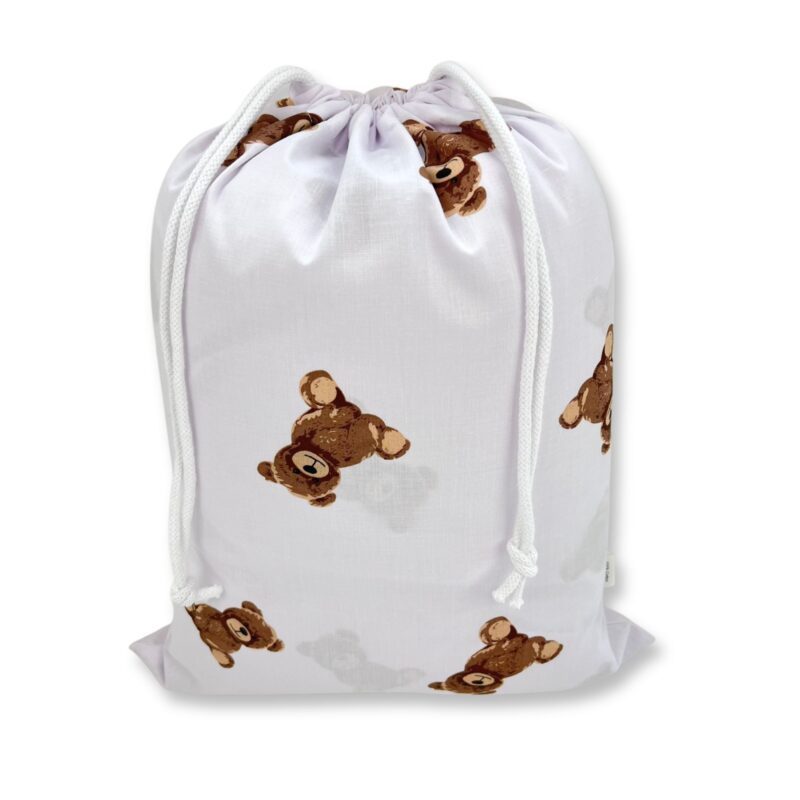 Zestaw do żłobka z płaską poduszką Sweet Teddy cappucino - bawełna