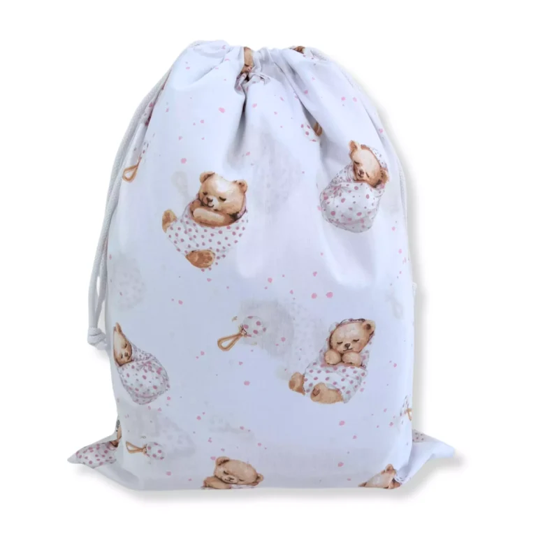 Zestaw do żłobka White Sleeping Teddy Bear old rosa (bawełna/velvet)