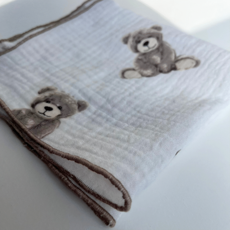 Pieluszka muślinowa ulewajka 30x30 cm – chusteczka dla niemowląt Sweet Teddy