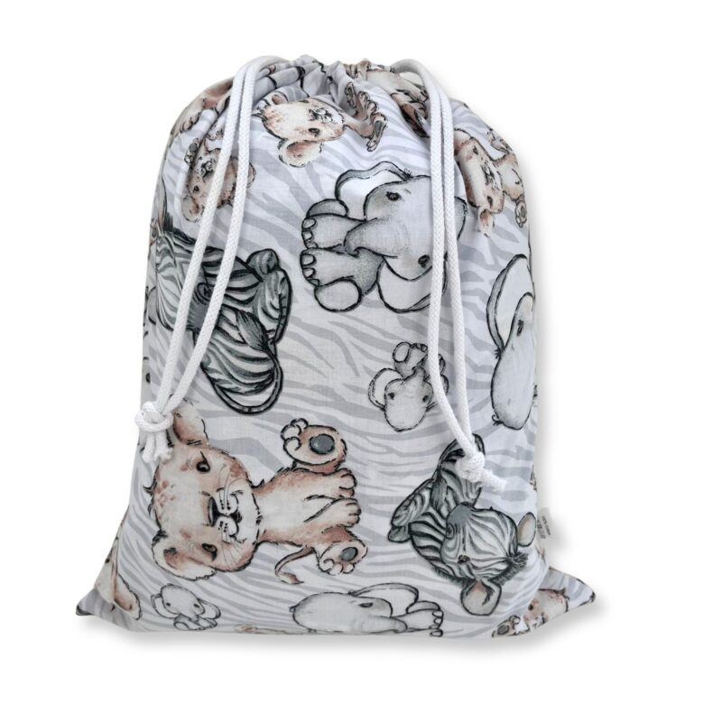 Zestaw do żłobka z puszystą poduszką - Safari grey - bawełna/velvet