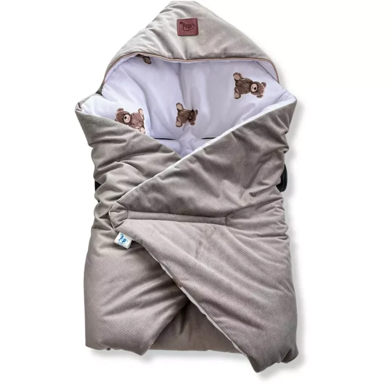 Otulacz do fotelika samochodowego - Sweet Teddy velvet taupe
