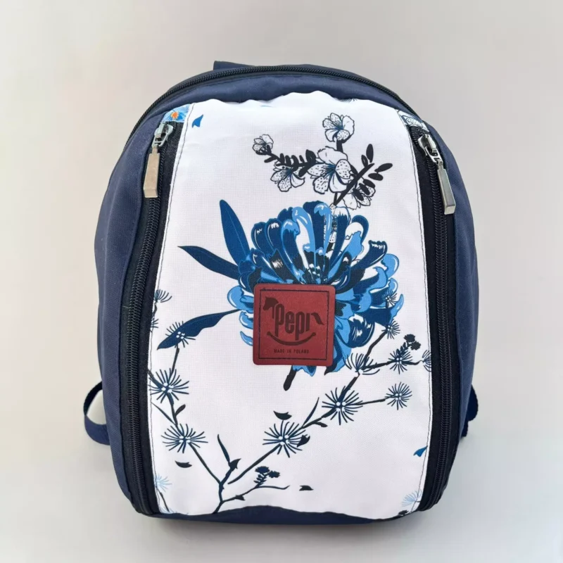 Plecak handmade z wodoodpornej tkaniny Oxford – unikatowy wzór, Chabry blue