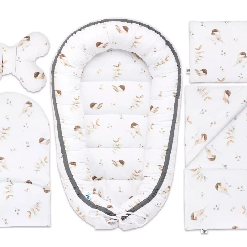 Wyprawka niemowlęca 5-elementowa - Lovely Bird - bawełna