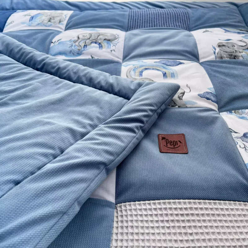 Mata do zabawy PATCHWORK Eledreams Blue wafel/velvet