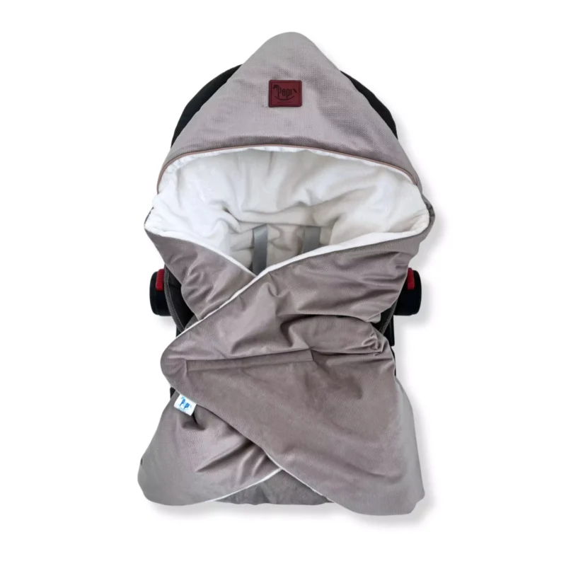 Kocyk do fotelika samochodowego z pluszem taupe minky