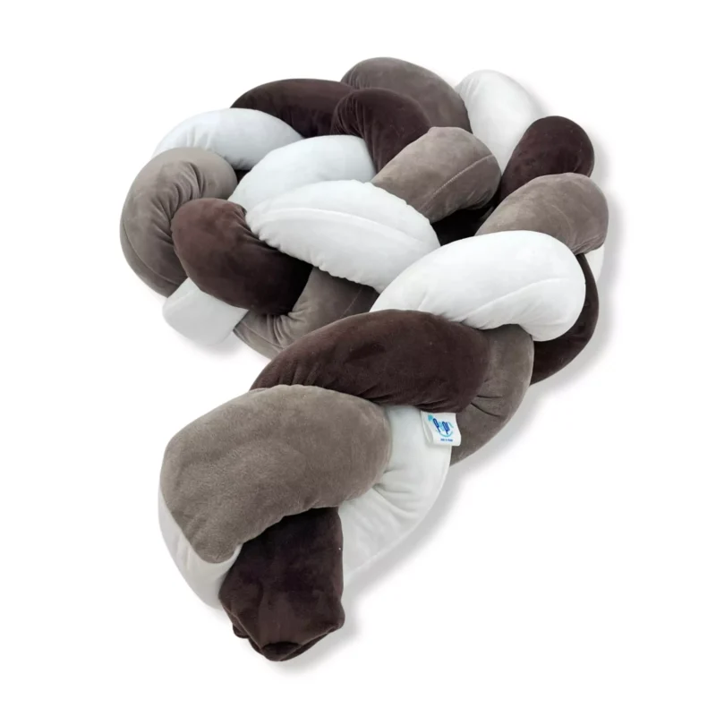 Ochraniacz do łóżeczka WARKOCZ Taupe-Chocolate-White