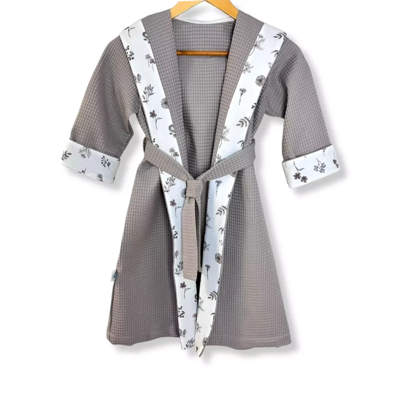 Szlafrok kąpielowy z kapturkiem mokka dla dziecka Botanique