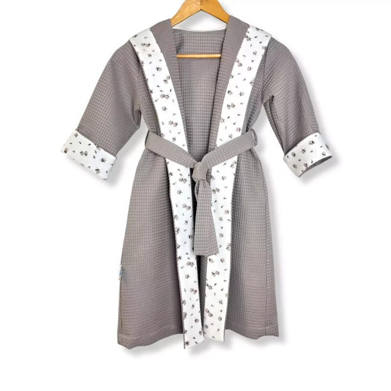 Szlafrok kąpielowy z kapturkiem mokka dla dziecka Rosalie