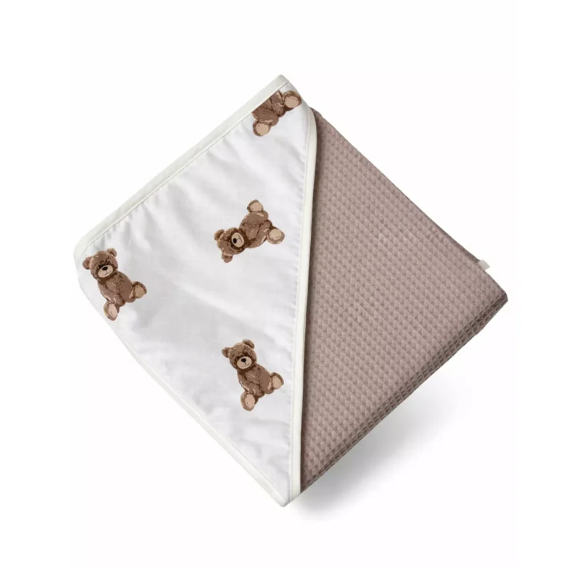 Ręcznik kąpielowy ivory z kapturkiem Sweet Teddy